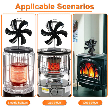 Heat powered ecofriendly 6 blades log burning wood stove fan VDSF686S