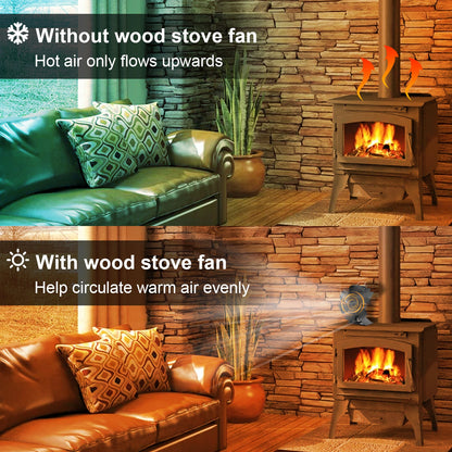 VODA Wood Burner Stove Fan Heat Powered Stove Fan with Bracket for Buddy Heater/Pellet/Wood stove/Fireplace VODA SHOP