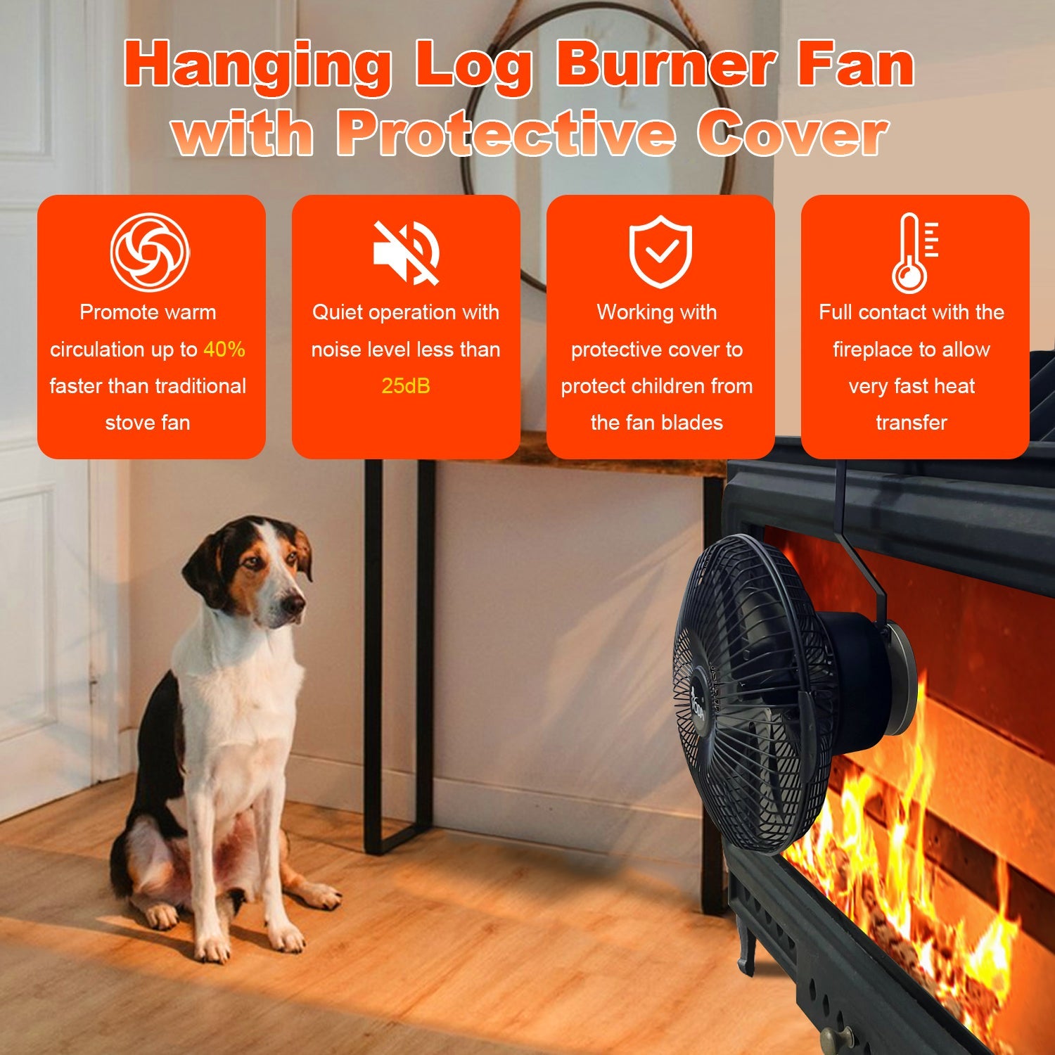 VODA Hanging Wood Burner Stove Fan With Protecting shell VODA SHOP