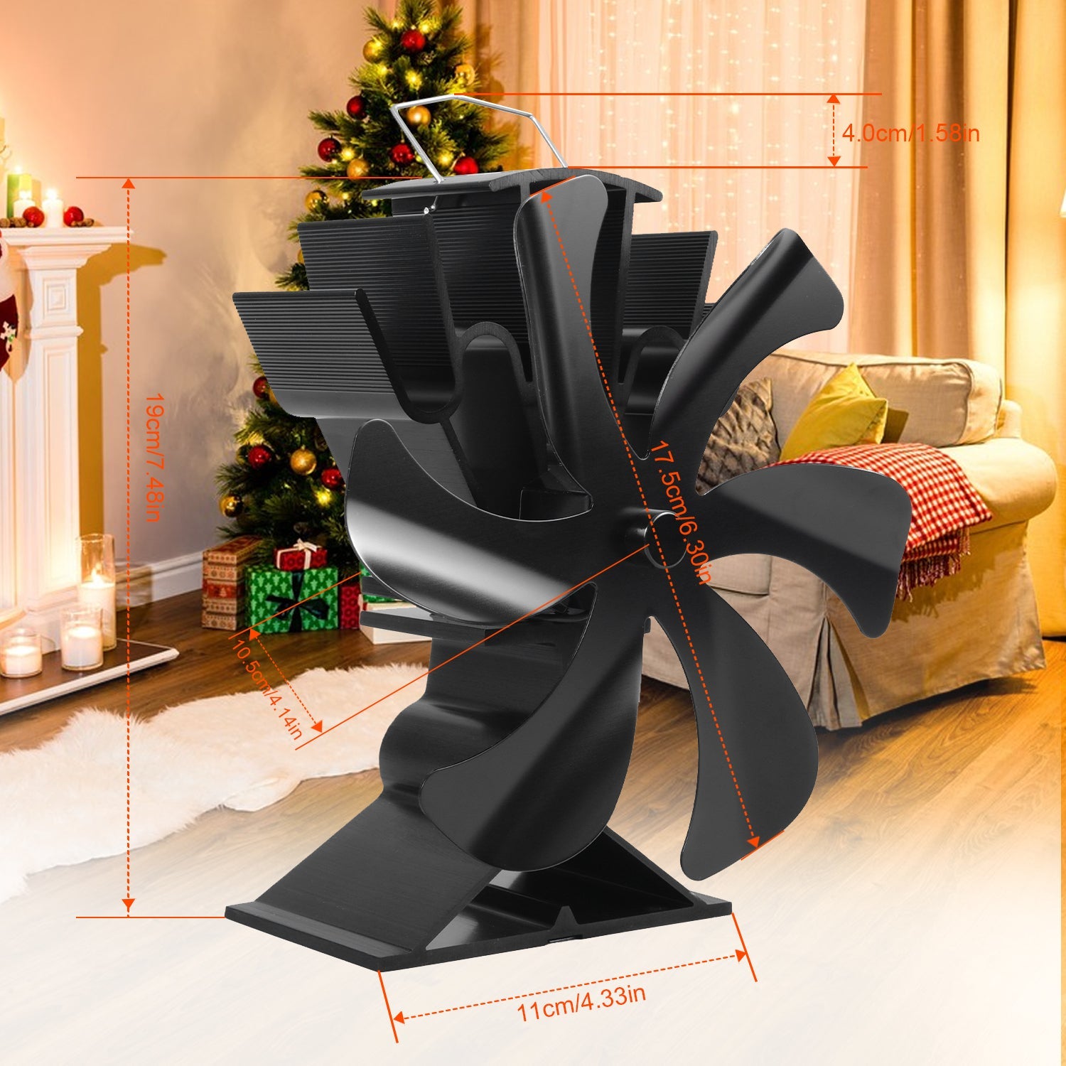 VODA Wood Burner Stove Fan Heat Powered Stove Fan with Bracket for Buddy Heater/Pellet/Wood stove/Fireplace VODA SHOP