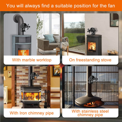 VODA Magnetic Wood stove Fan 3-in-1 without Power for Firewood/Fireplace/Stove Pipe VODA SHOP